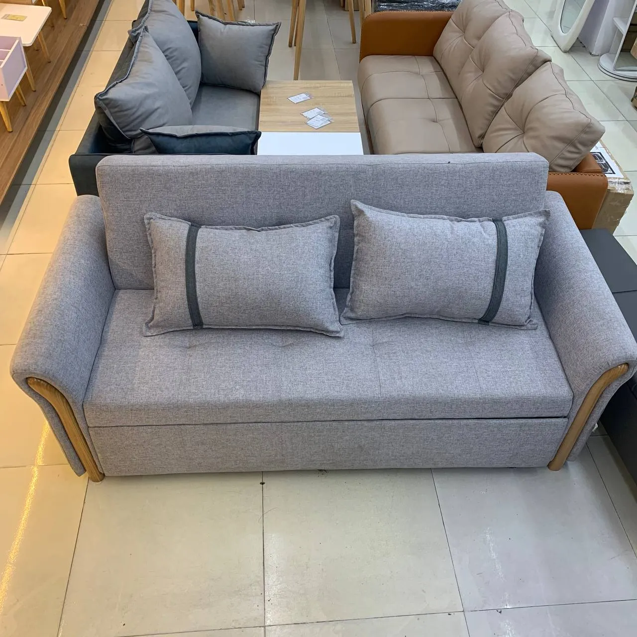 Ghế SOFA Thông minh Kéo Thành Giường Đa Năng- Màu xám nhạt/ xám đậm- Nhà máy IGA- GC27