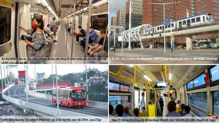 Hình ảnh mô hình MetroLite tại Ấn Độ và hệ thống Metrobus hiệu quả cao tại Pakistan