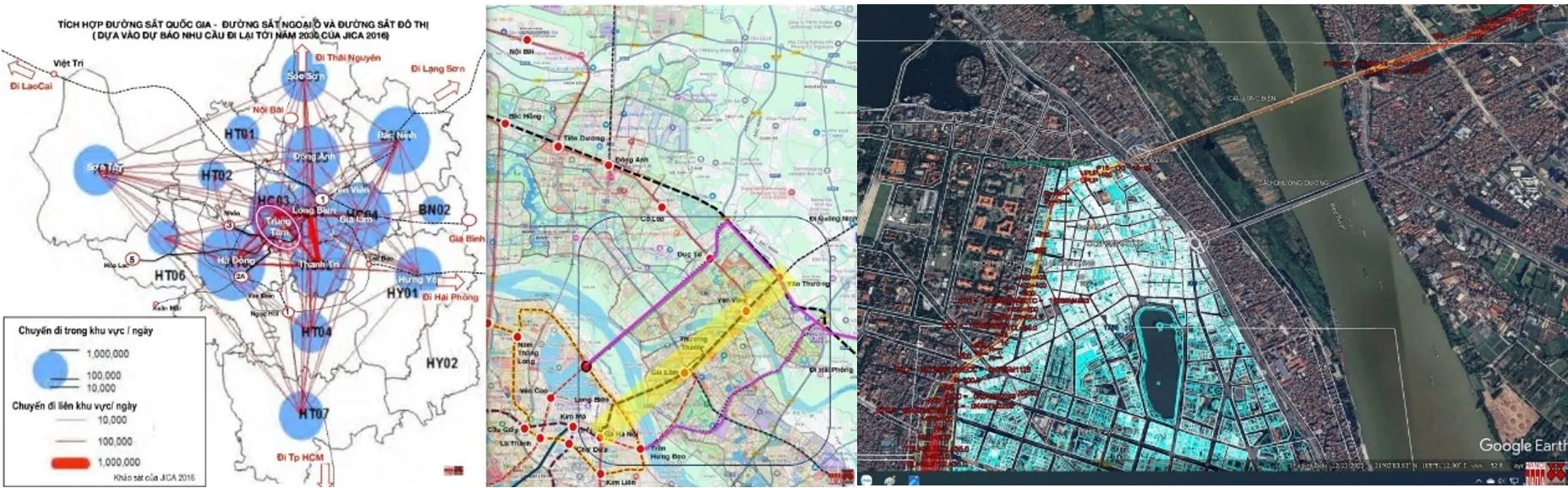 Dự báo di chuyển nội vùng và liên vùng tại Hà Nội năm 2030 do JICA công bố năm 2016