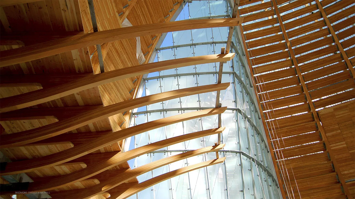 Các dầm glulam vươn cao tạo không gian thiêng liêng, tràn đầy cảm hứng