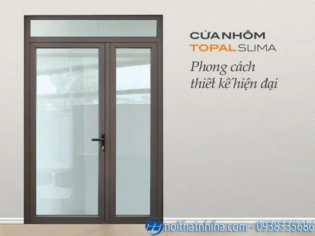 Cửa nhôm Topal Slima màu nâu