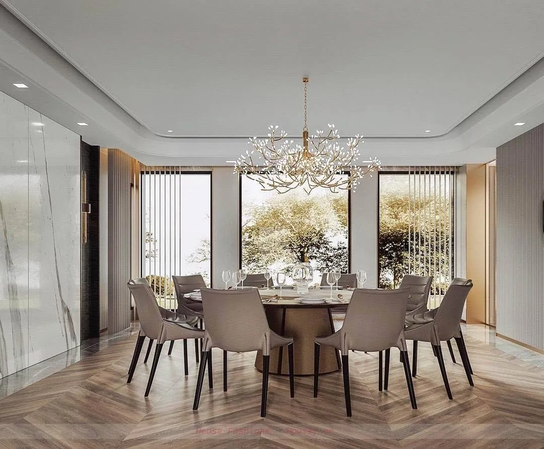 Phòng ăn luxury với ánh sáng tự nhiên