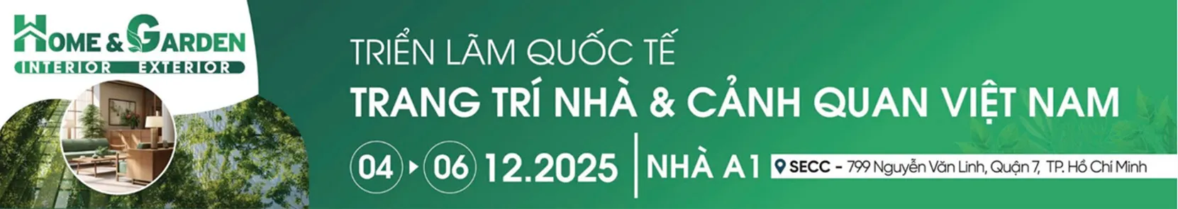 Không gian trưng bày tại Triển lãm Quốc tế Trang trí Nhà và Cảnh quan 2026 với các giải pháp kiến trúc xanh