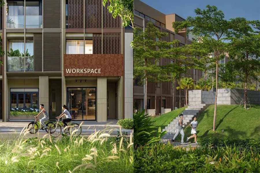 Mảng xanh đan xen hài hòa với kiến trúc tại The Global City