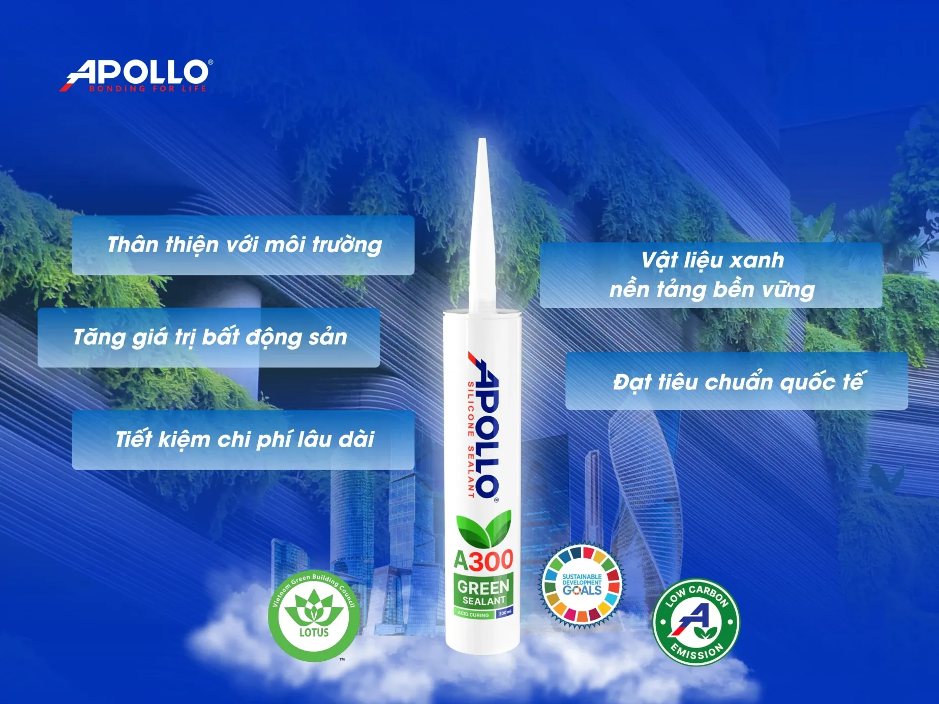 Sử dụng chất trám xanh Apollo Green Sealant A300 giúp tối ưu điểm số trong báo cáo công trình xanh