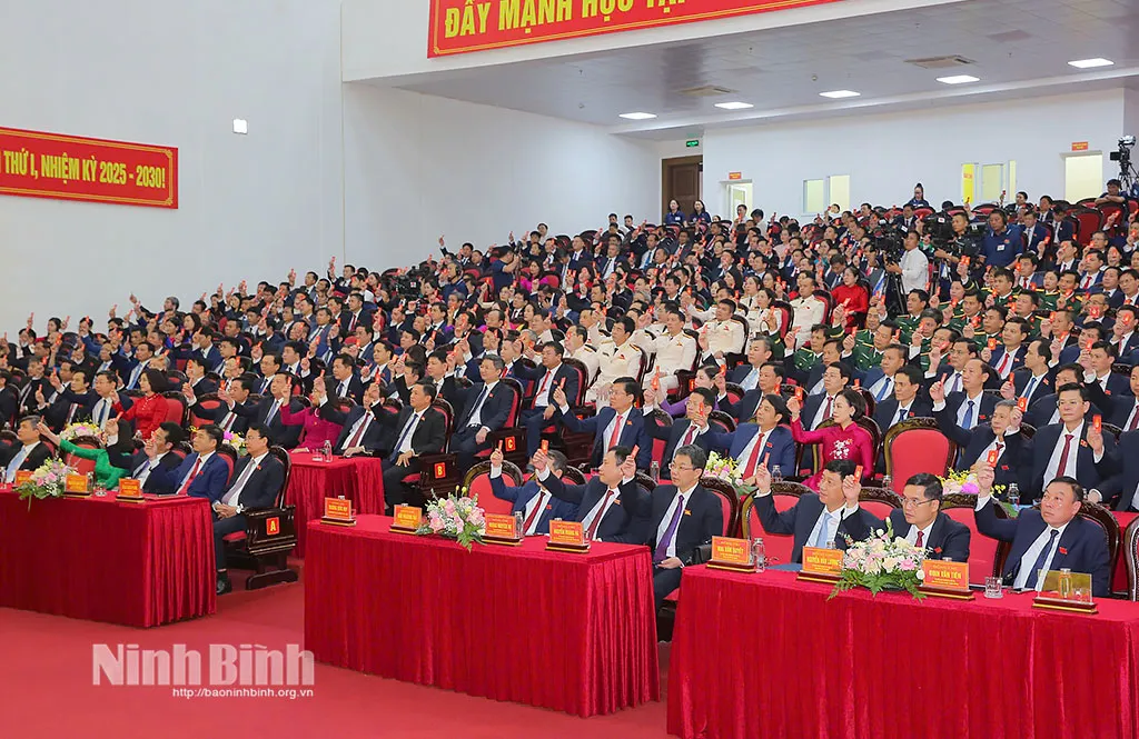 Các đại biểu biểu quyết thông qua Nghị quyết Đại hội