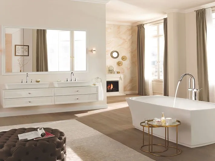 Sơ đồ kết cấu bồn tắm xây với lớp chống thấm và hệ thống thoát nước