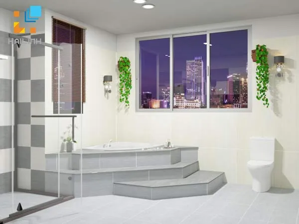 Gạch lát nền vân đá tự nhiên tạo điểm nhấn sang trọng cho phòng khách