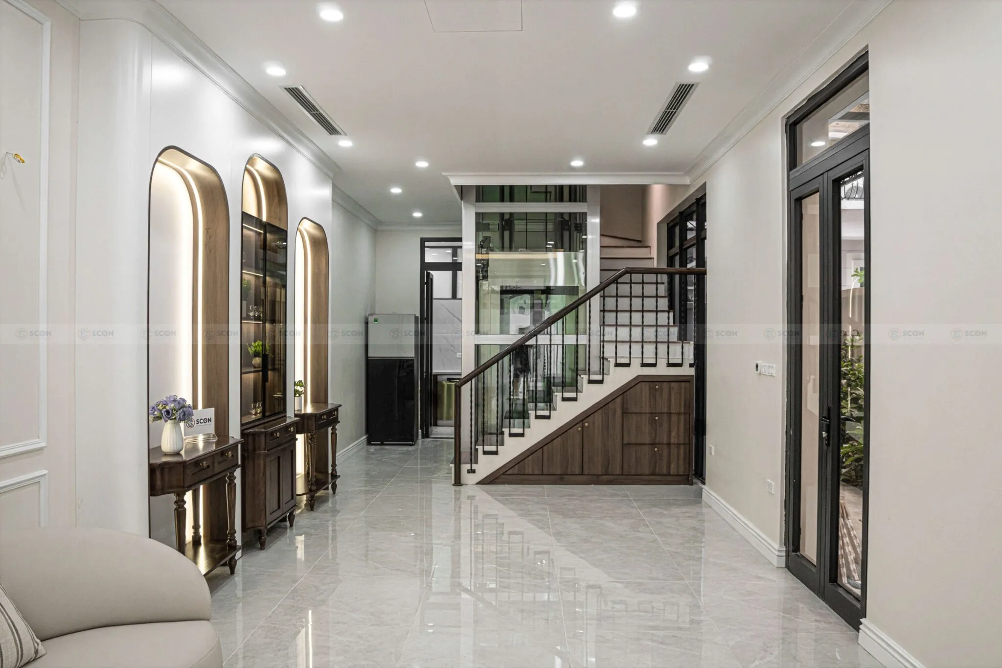 Hình ảnh thực tế hoàn thiện shophouse với nội thất hiện đại