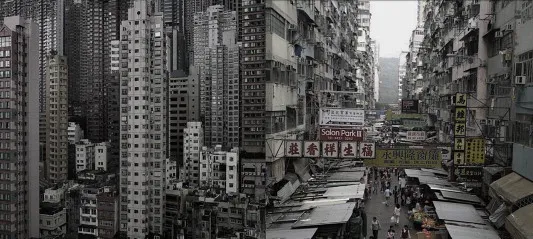 Hình 2: Khối nhà cao tầng dày đặc và hẻm phố sâu tại Hong Kong
