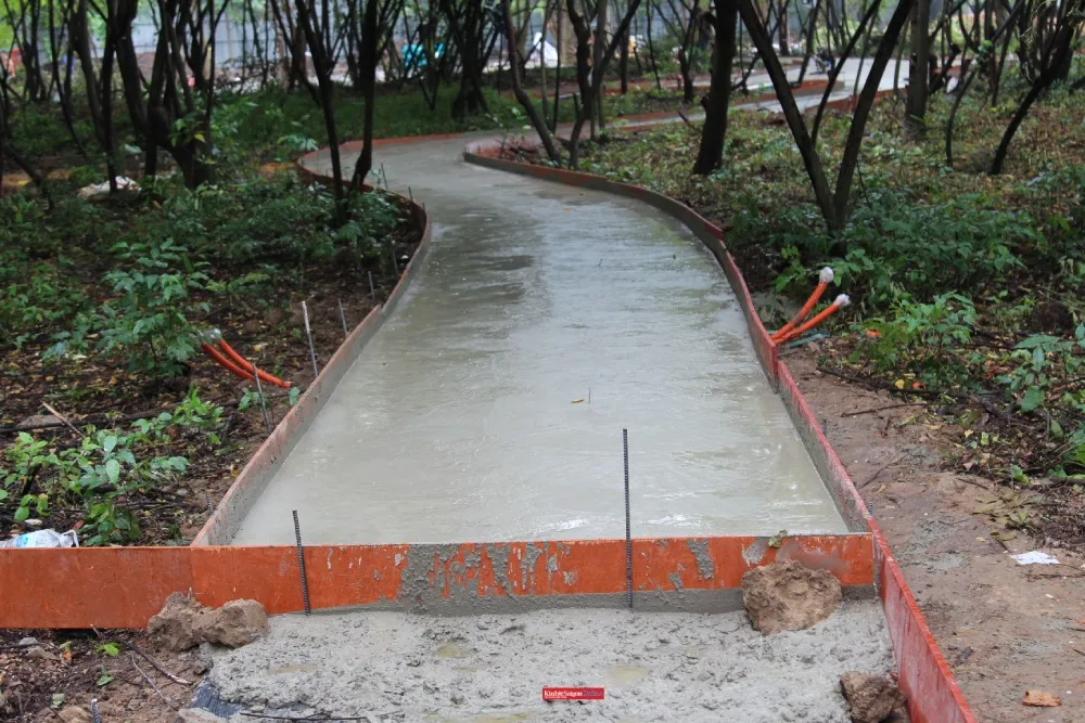 Bốn góc khu đất được trang trí theo chủ đề Tết, đồng thời một số hạng mục cổng phục vụ các hoạt động từ thiện, sự kiện cộng đồng