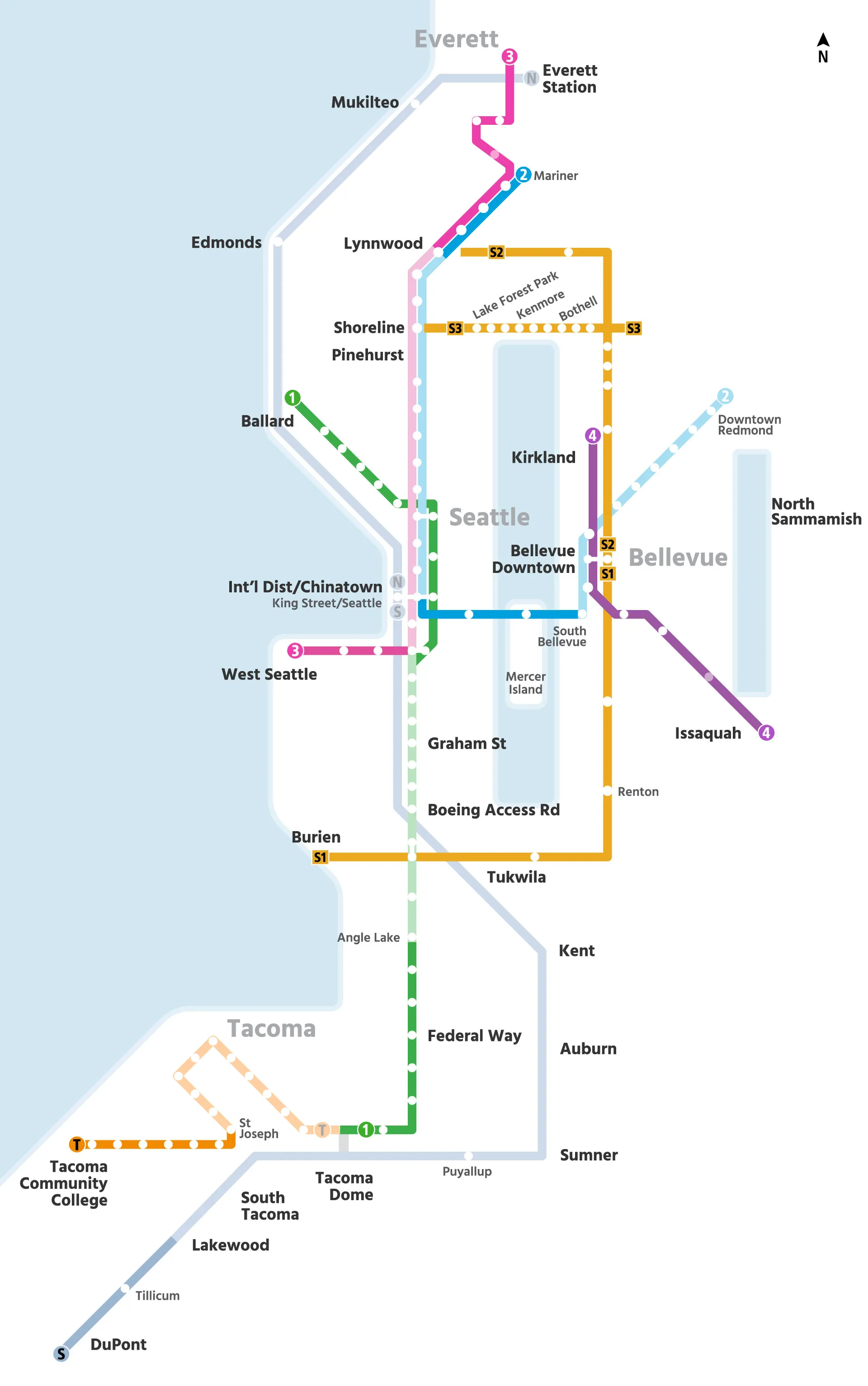 Bản đồ quy hoạch hạ tầng giao thông xanh tại khu vực Sound Transit cập nhật năm 2026