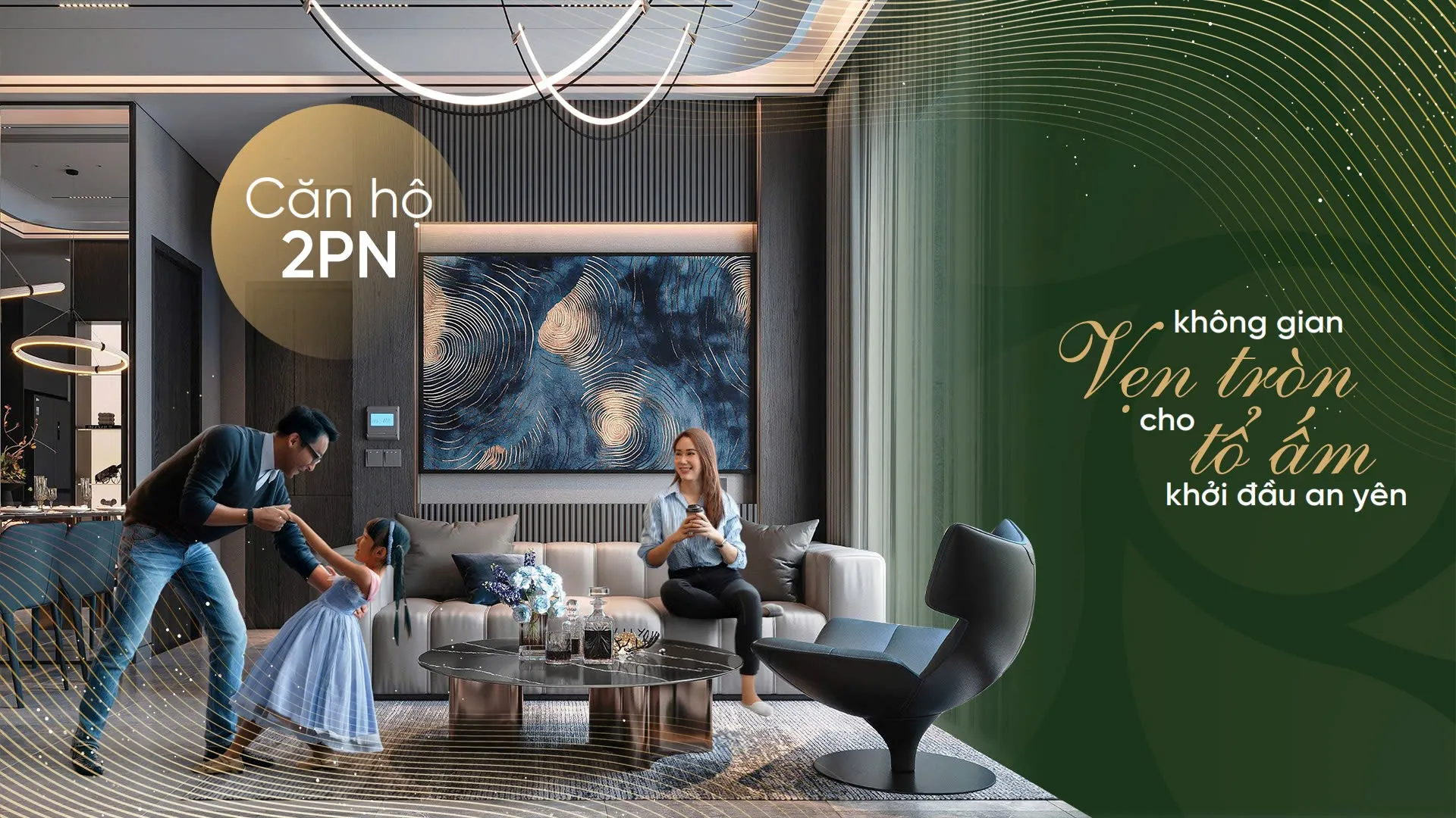Không gian căn 2 phòng ngủ tại A&T Saigon Riverside