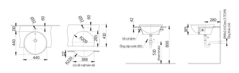 Lavabo tròn thiết kế mềm mại