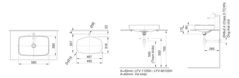 Lavabo đặt bàn INAX AL-642V với hình dạng bầu dục mềm mại