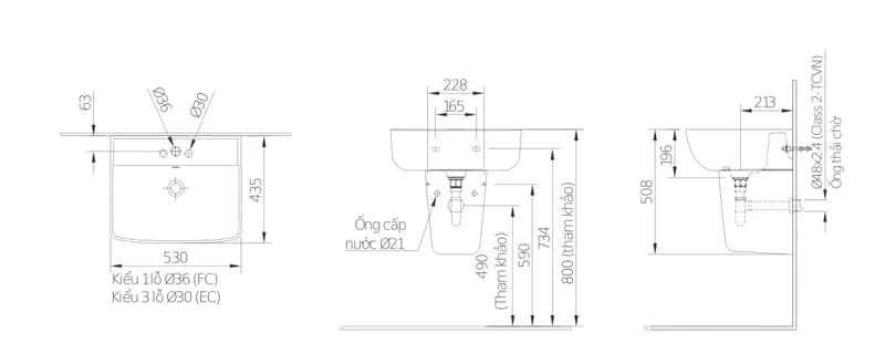 Lavabo treo tường INAX L-312 tiết kiệm không gian
