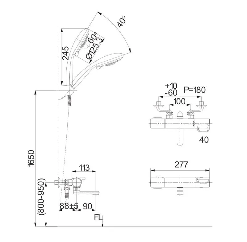 Bản vẽ kỹ thuật chi tiết vòi sen INAX BFV-7145T-3C