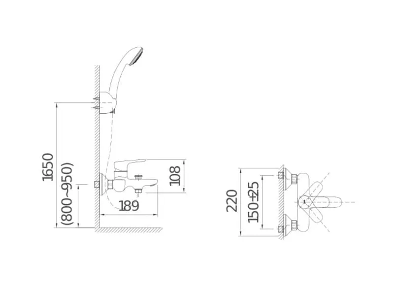 Bản vẽ lắp đặt vòi sen INAX BFV-1403S-4C