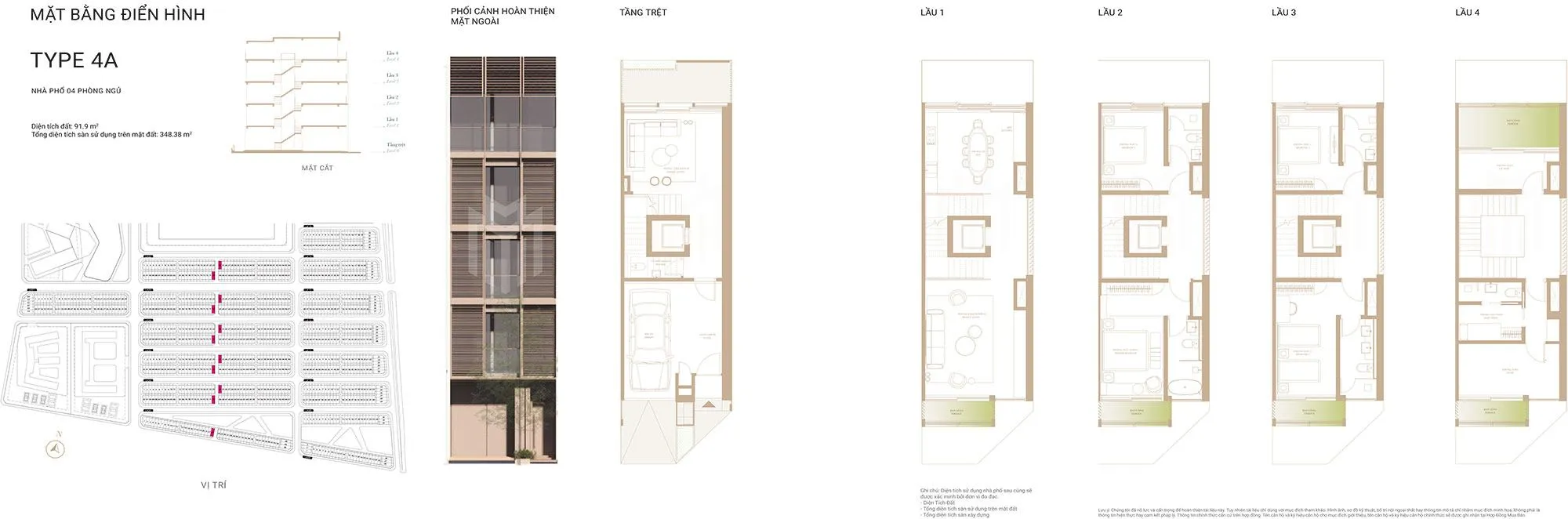 Mặt bằng Type 4A – căn góc 92m² với thiết kế compact, phù hợp khởi nghiệp