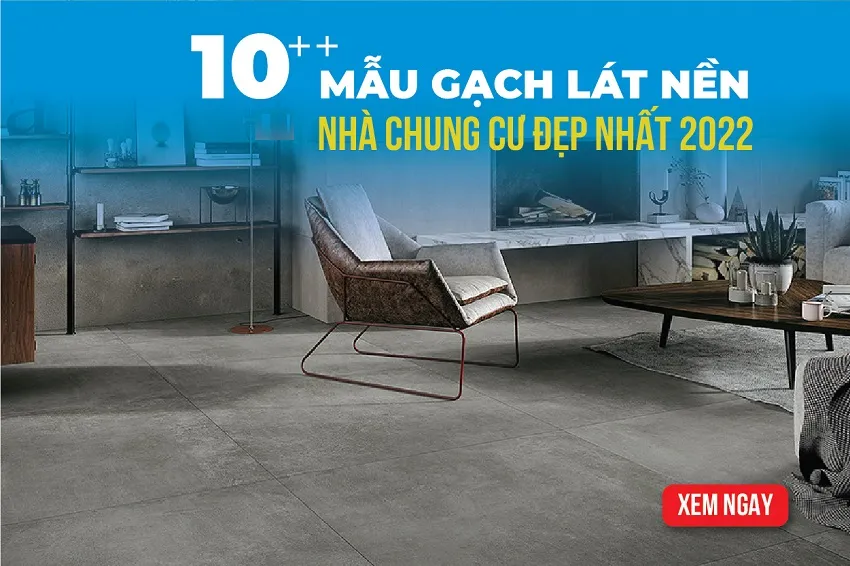 Gạch granite men bóng tạo hiệu ứng phản chiếu ánh sáng tự nhiên, mở rộng không gian phòng khách chung cư