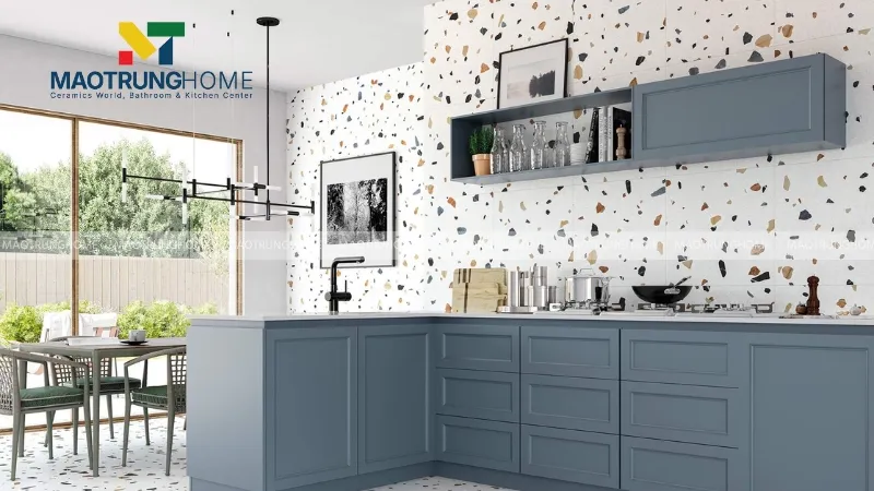 Gạch terrazzo hiện đại với mảnh đá tự nhiên