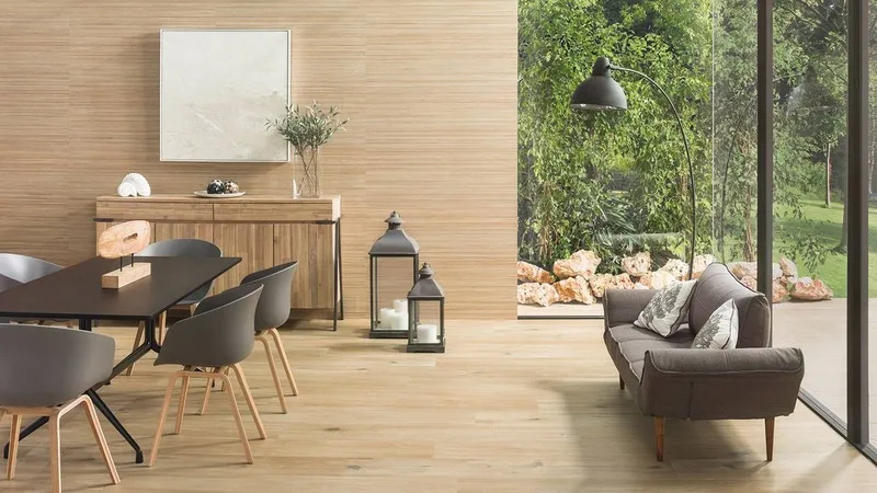Gạch vân gỗ ngang tạo điểm nhấn