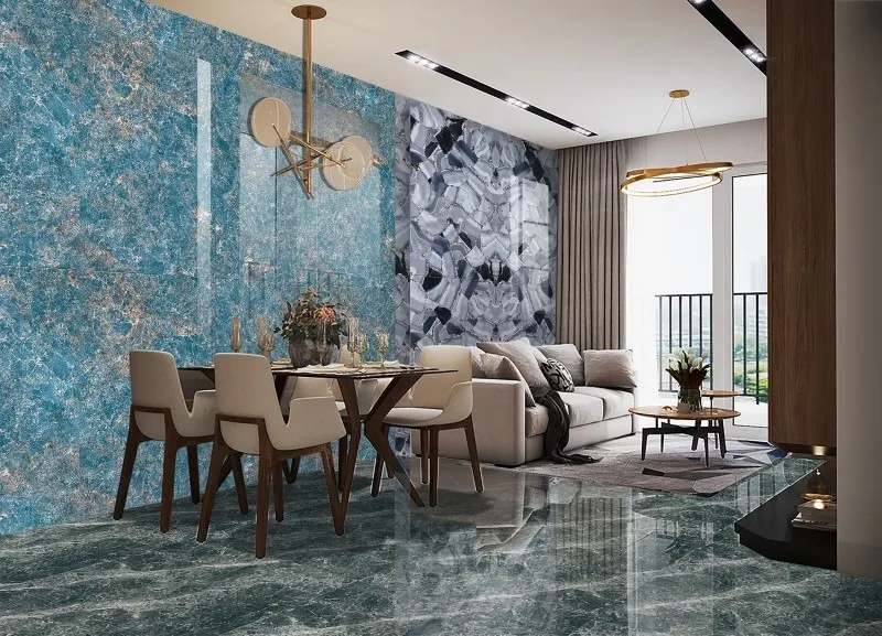 Gạch porcelain bóng kính phản xạ ánh sáng tối ưu