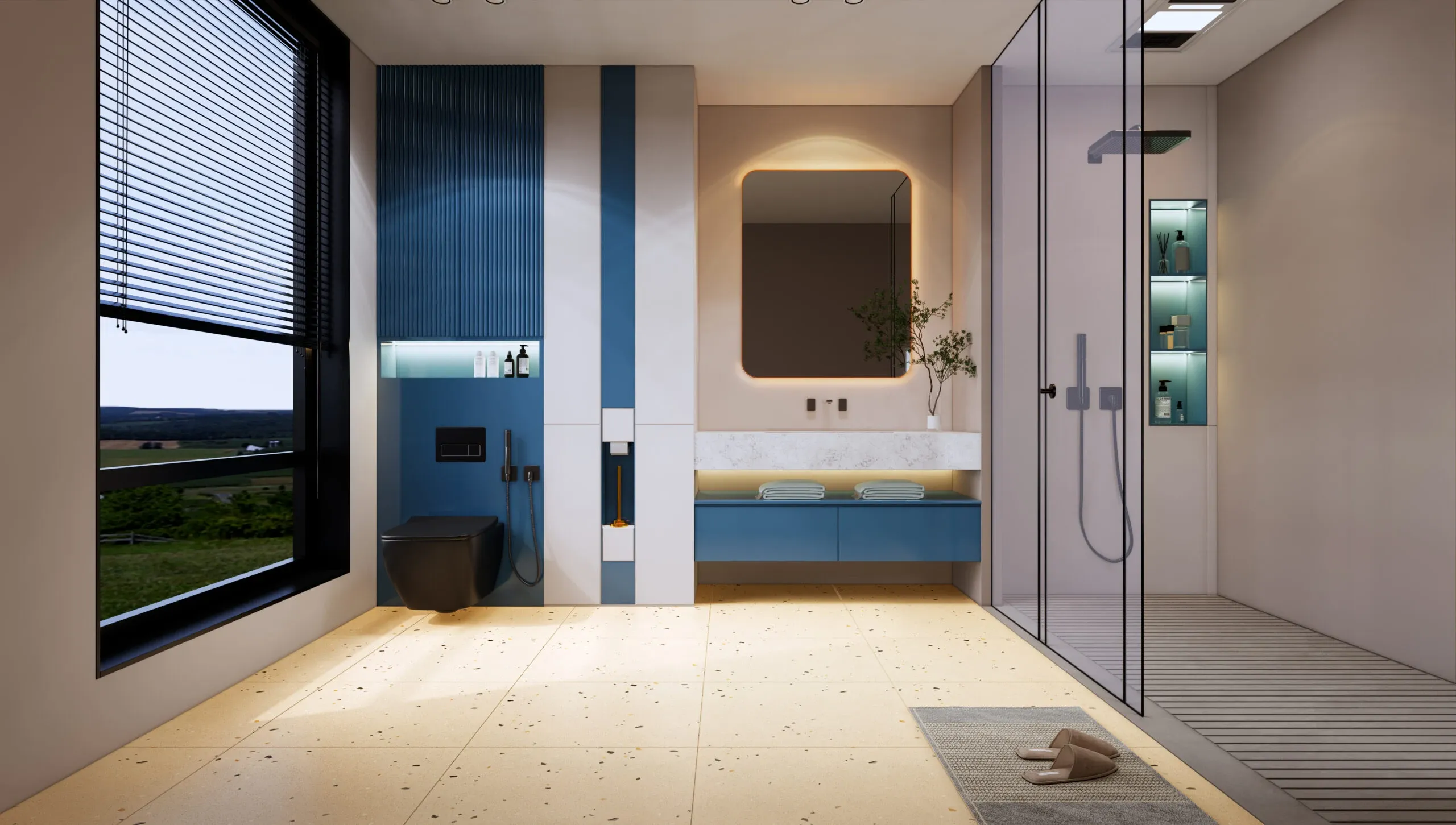 Gạch Terrazzo F65022RH lát nhà tắm, tạo vẻ đẹp độc đáo và dễ dàng vệ sinh