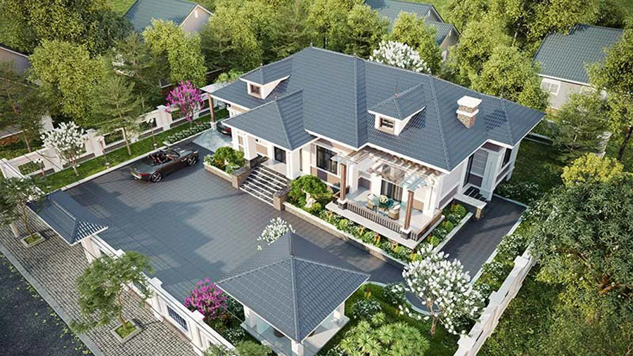 Giá xây biệt thự 1 tầng mái Nhật