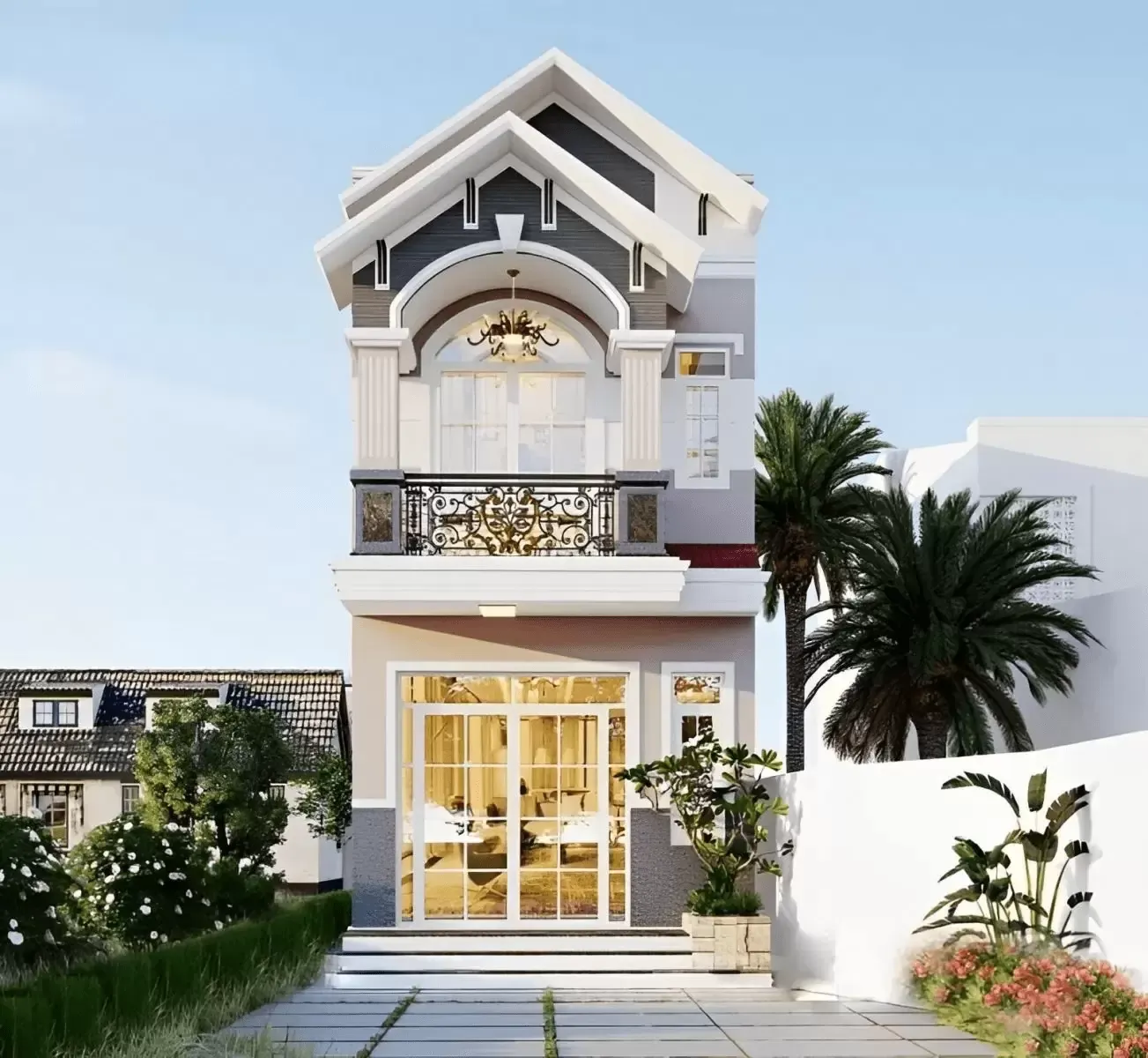 Nhà ống 2 tầng mái Thái