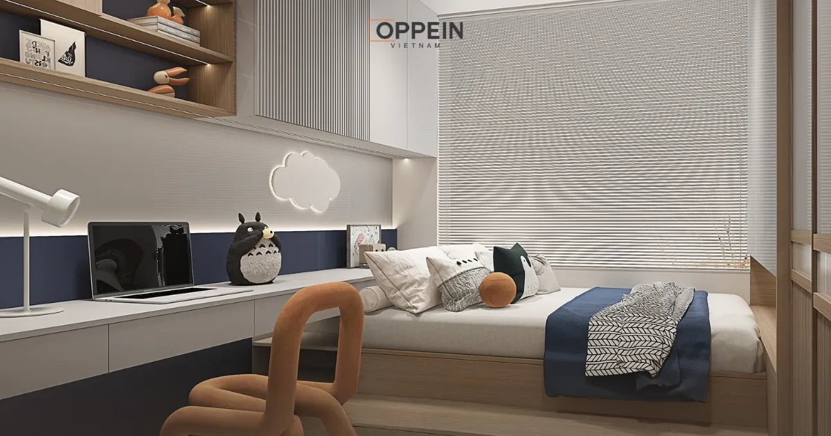 Thiết kế phòng ngủ tối giản nịnh mắt dành cho bé trai