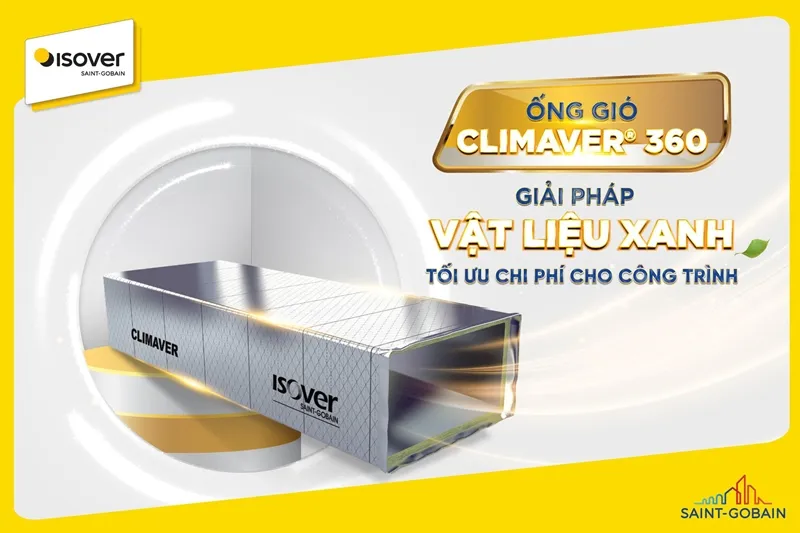 Công nhân đang thực hiện lắp đặt và kiểm tra độ kín khít của hệ thống ống gió CLIMAVER 360