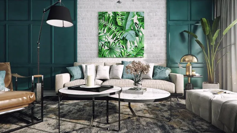 phòng khách phong cách thiết kế nội thất tropical