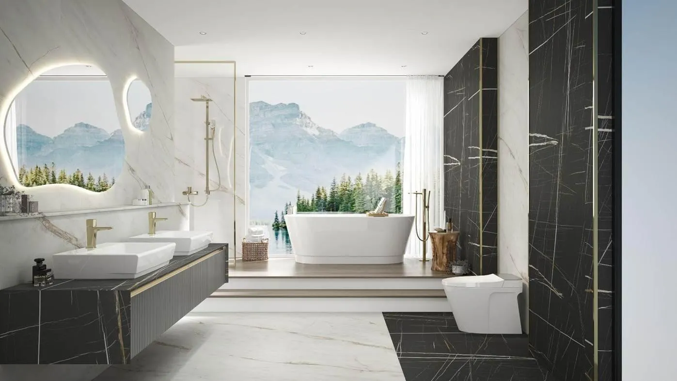 Không gian phòng tắm đồng bộ thuộc hệ sinh thái vật liệu xây dựng Viglacera