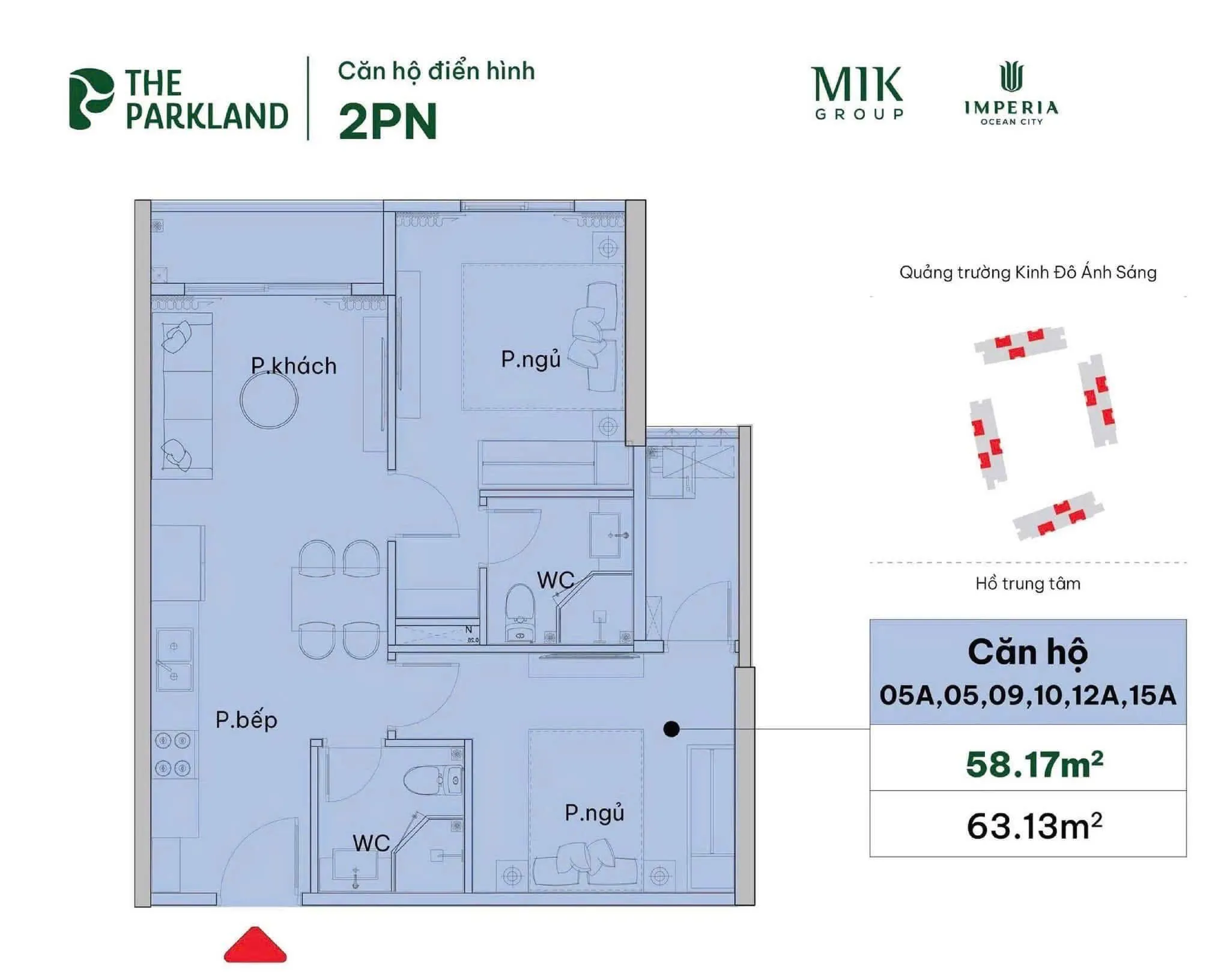 Thiết kế căn hộ 2 phòng ngủ