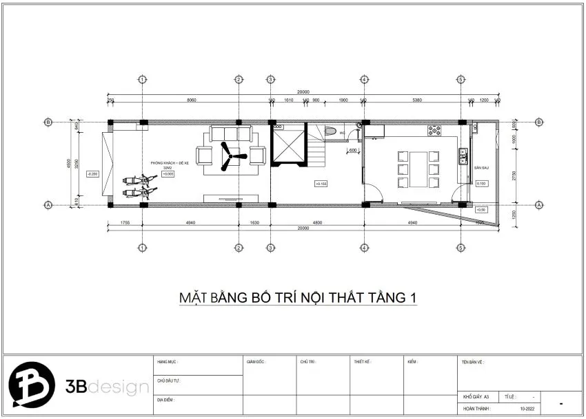 Bố trí nội thất tầng 1