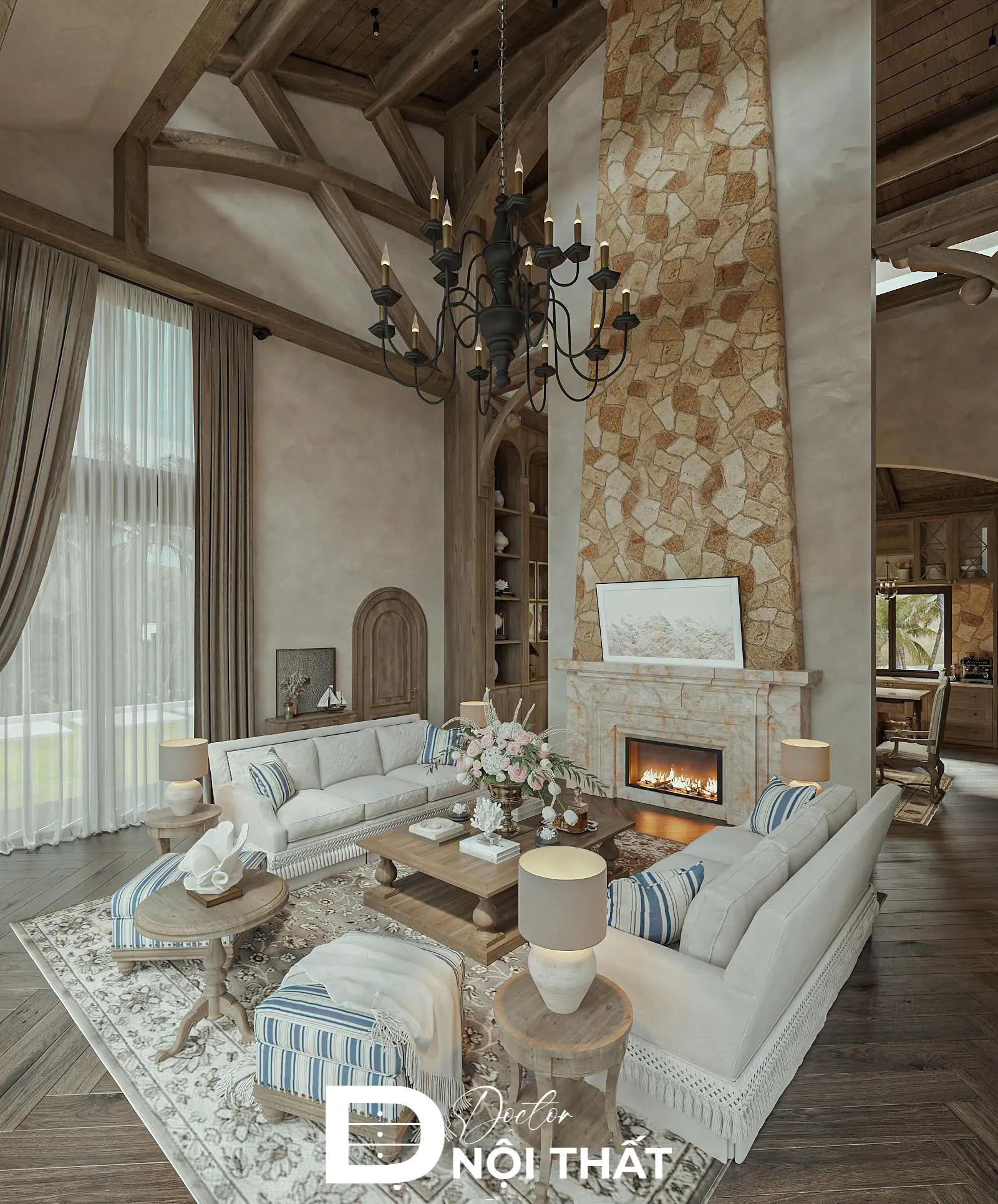 Biệt thự Scandinavian tại Việt Nam với cửa sổ lớn đón ánh sáng