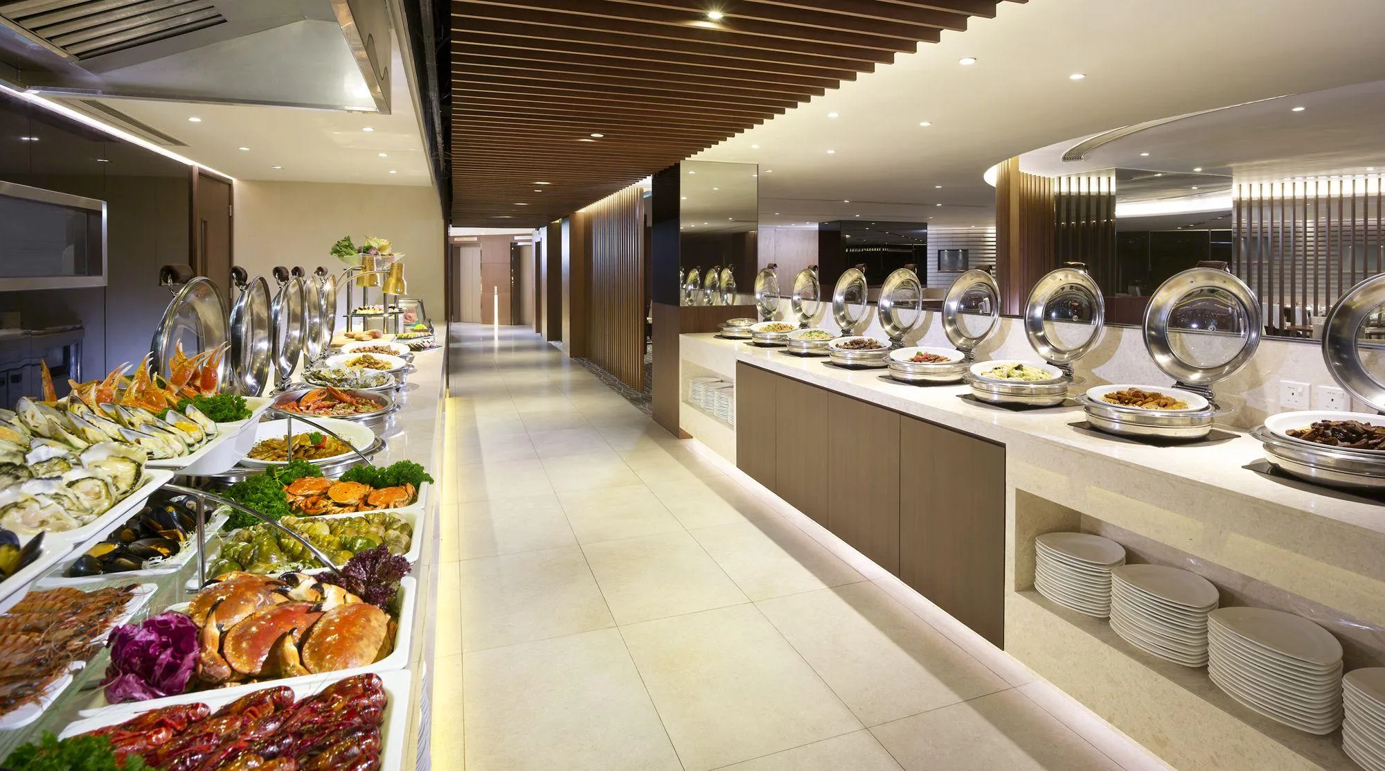 Mẫu thiết kế nhà hàng Buffet với quầy line được bố trí khoa học