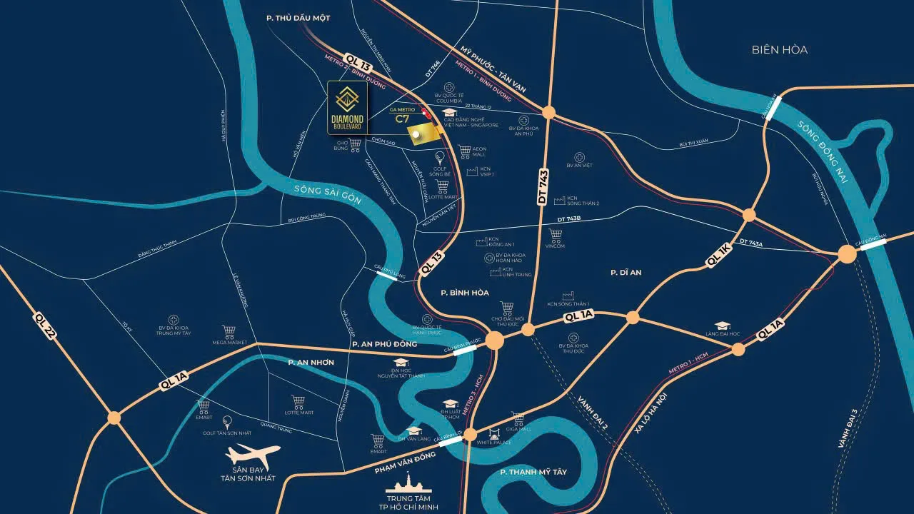 Vị trí căn hộ Diamond Boulevard Thuận Giao