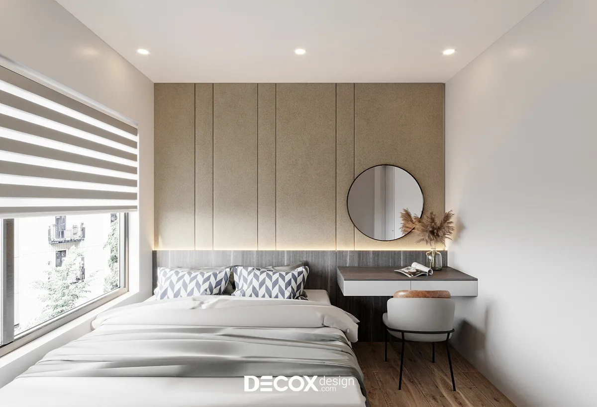 Nội thất gỗ công nghiệp hiện đại trong phòng ngủ nhỏ giúp đồng bộ hóa thẩm mỹ và công năng